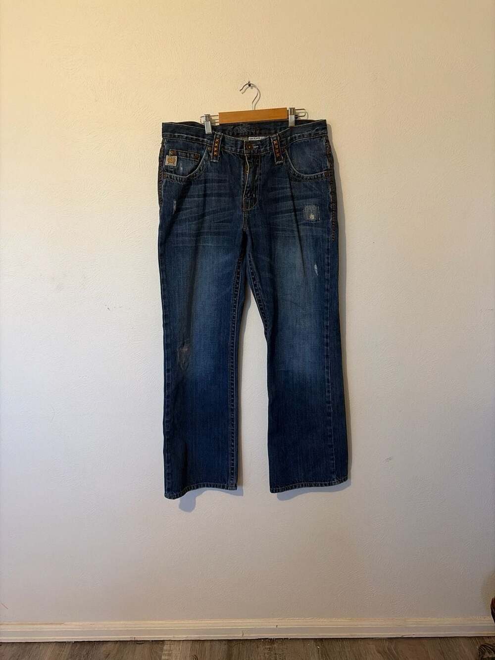 Cinch Jace Men's Distressed Bootcut Jeans with Studded Details Size 34x32 with b